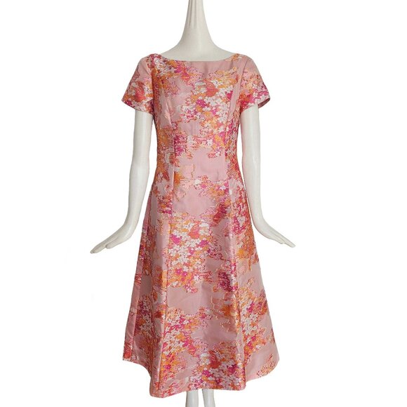 ST. JOHN PINK WASHED BOUQUET JACQUARD DRESS (6) - Picture 1 of 10
